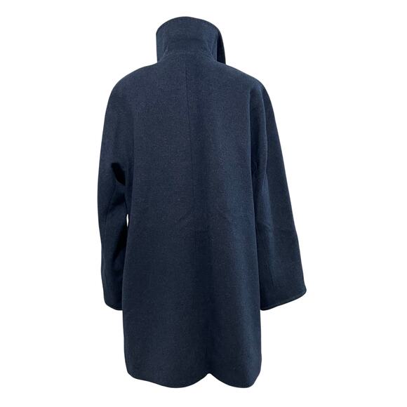 Ellen Tracy Winter Pea Coat Button Front Longline Wool Angora Women's 12 Navy - Picture 9 of 16